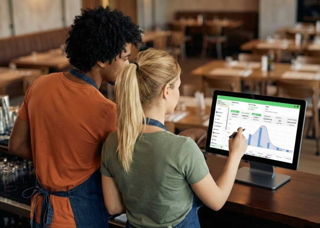 Caisse enregistreuse becash dans un restaurant a Genéve